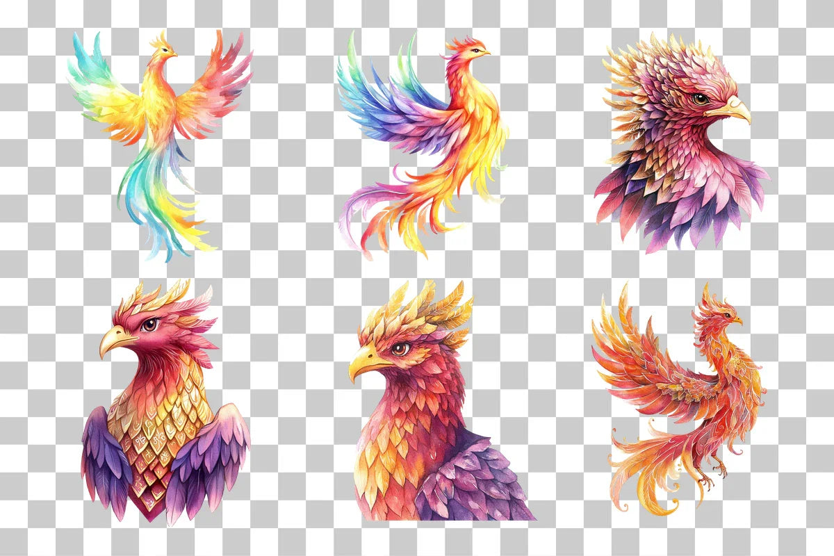 Colorful Abstract Phoenix Clipart Bundle - CraftNest - Digital Crafting and Art