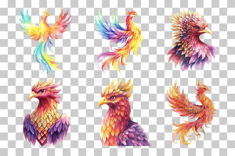 Colorful Abstract Phoenix Clipart Bundle - CraftNest - Digital Crafting and Art