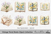 Vintage Floral Books Clipart Bundle