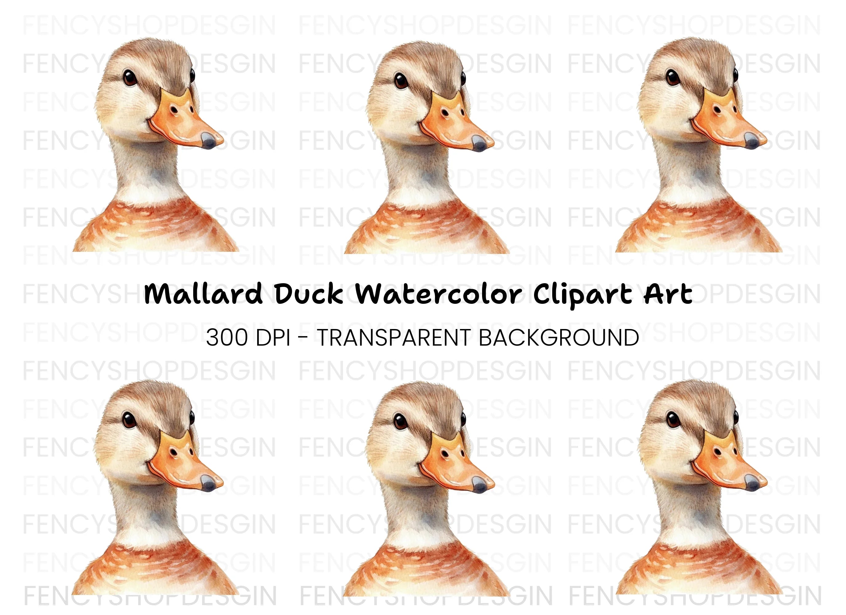 Adorable Duck Head Clipart Bundle