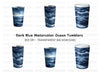 Dark Blue Ocean Waves Tumbler Clipart Bundle