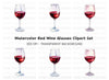 Red Wine Glass Clipart Bundle