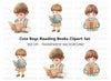 Cute Kids Reading Books Clipart Bundle