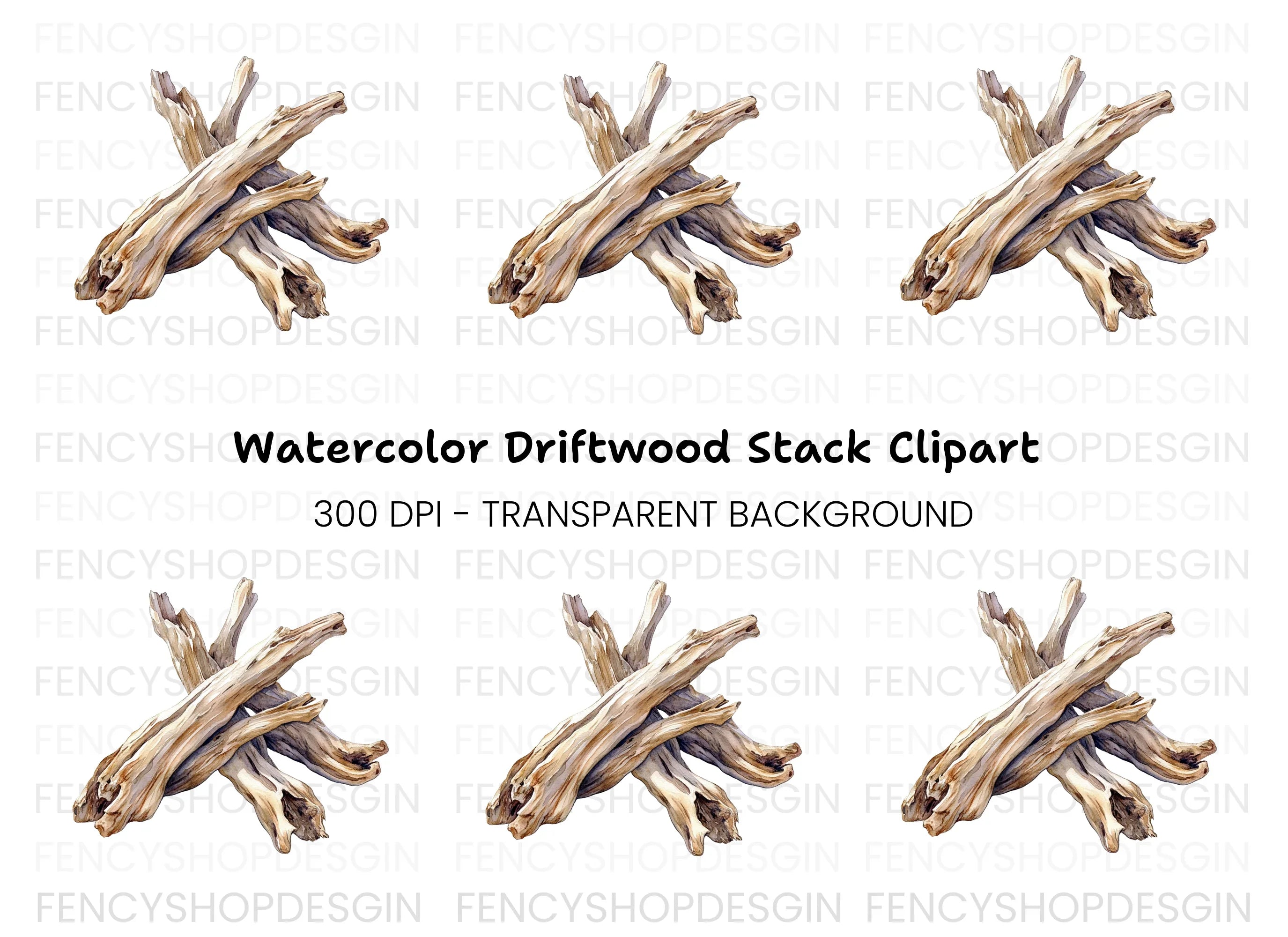 Rustic Wood Pieces Clipart Bundle