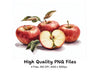 Fresh Red Apples with Leaves Clipart Bundle