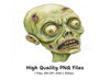 Spooky Zombie Head Halloween Clipart Bundle