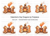 Valentine Dragons by Fireplace Clipart Bundle