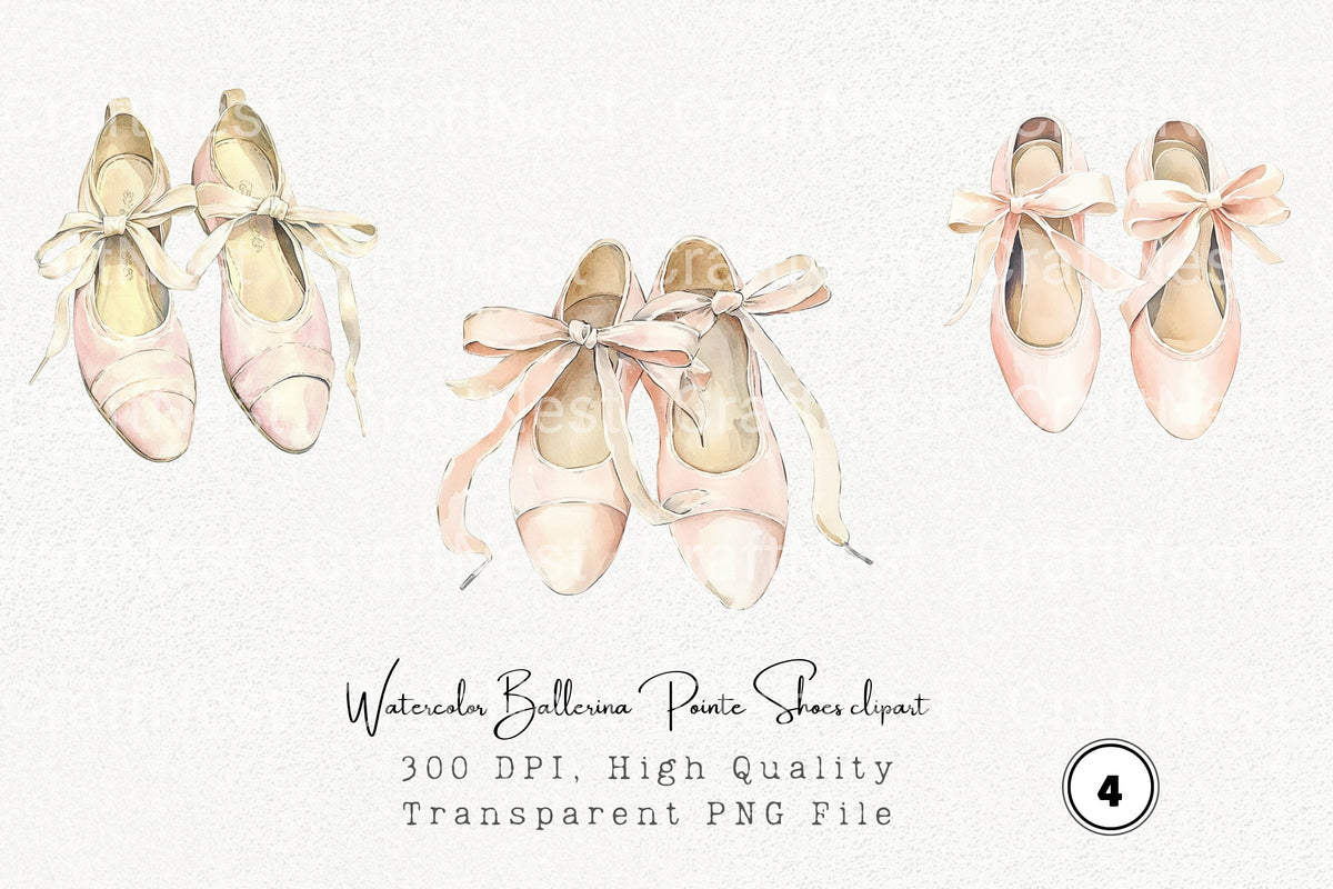 Ballerina Pointe Shoes Clipart Bundle