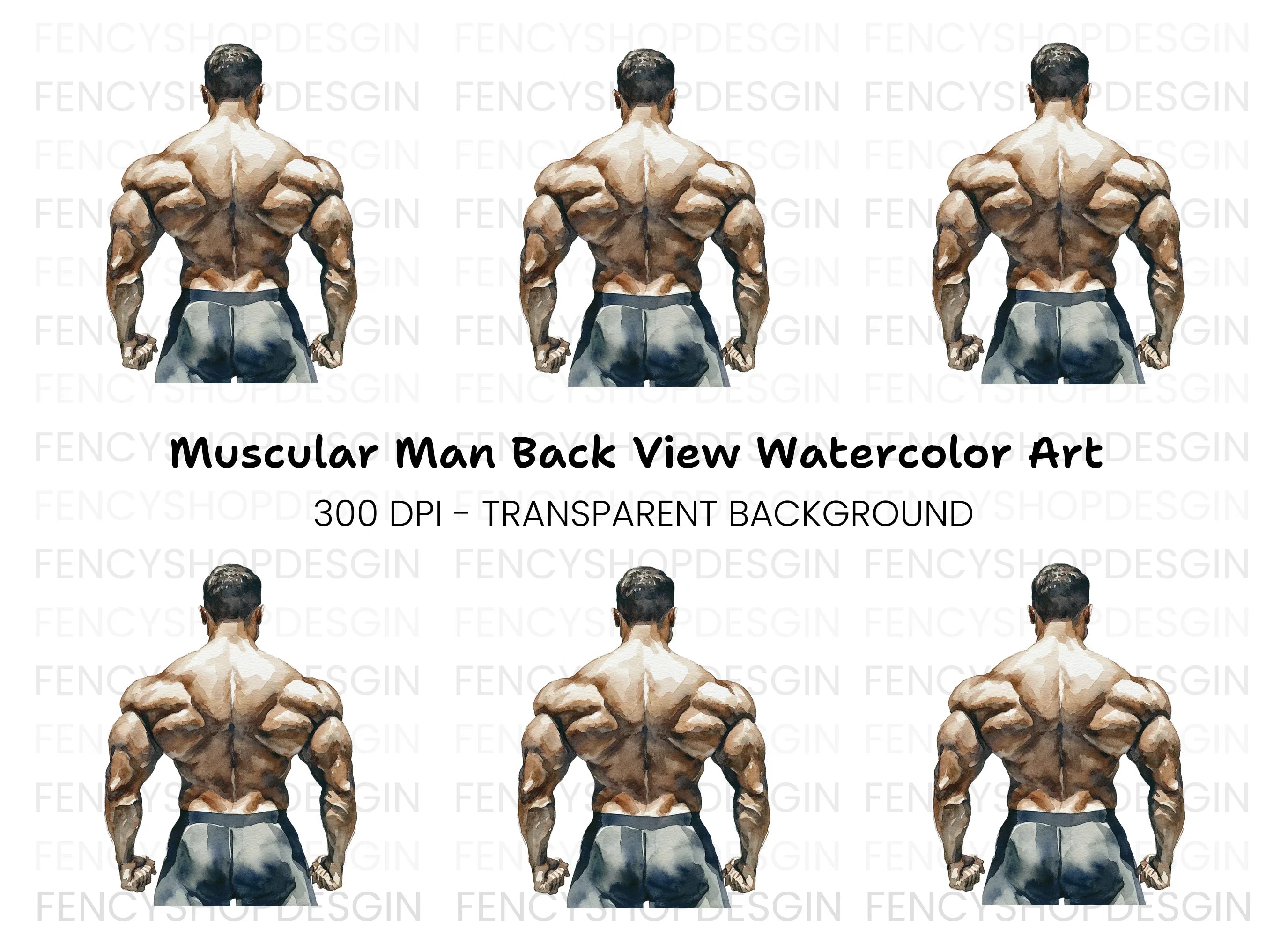 Bodybuilder Back Pose Clipart Bundle