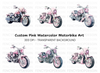 Pink Gemstone Motorcycle Clipart Bundle