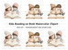 Sweet Children Reading Books Clipart Bundle