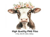 Floral Crown Cow Clipart Bundle