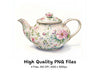 Elegant Floral Teapots Clipart Bundle