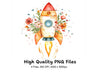 Whimsical Space Adventure Floral Clipart Bundle