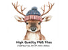 Cute Reindeer with Winter Hats Clipart Bundle