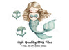 Cute Mermaid and Anchors Clipart Bundle