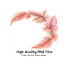 Pink Tropical Leaves Clipart Bundle