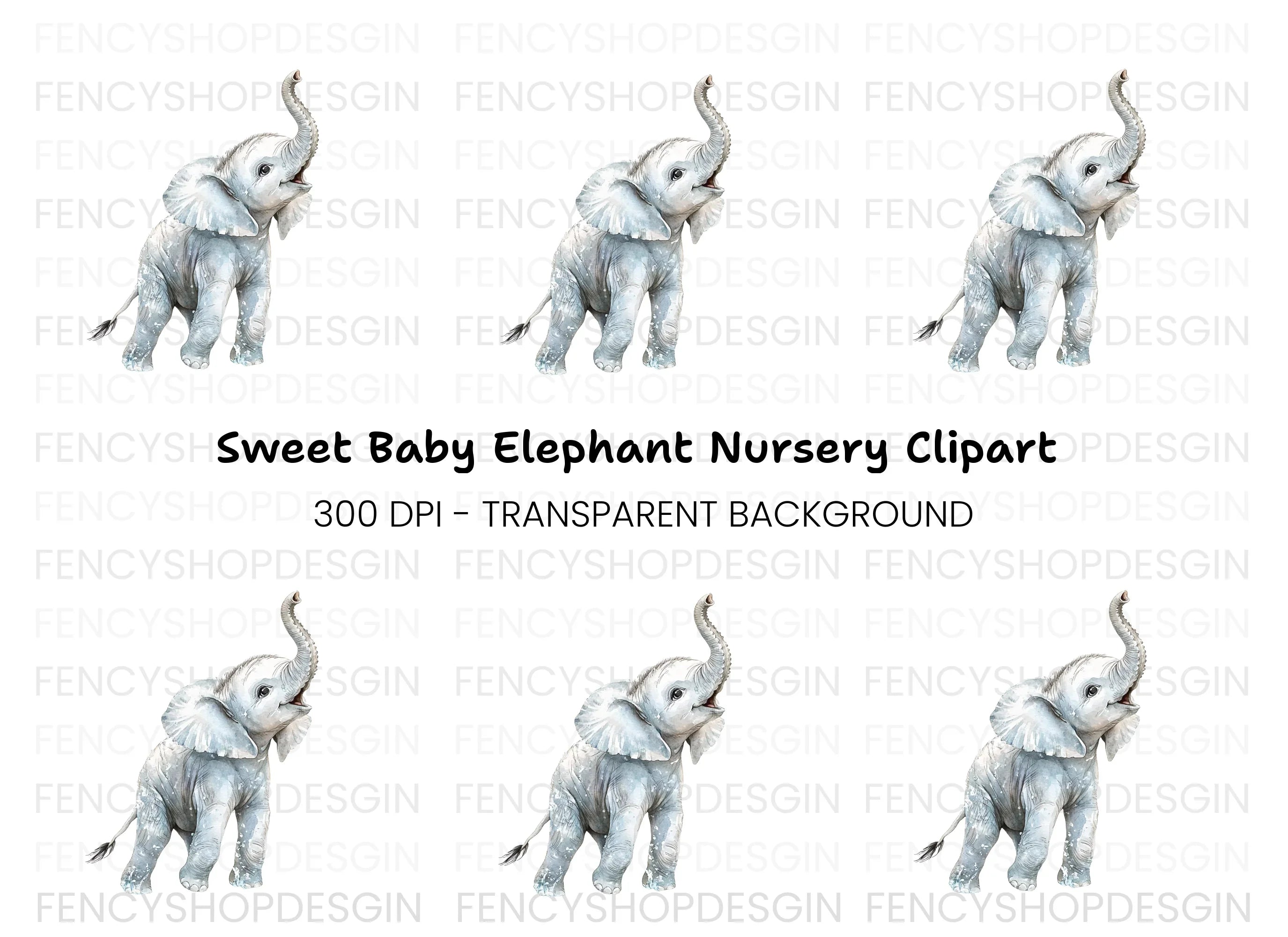 Adorable Baby Elephant Clipart Bundle