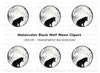 Black Wolf Moon Clipart Bundle