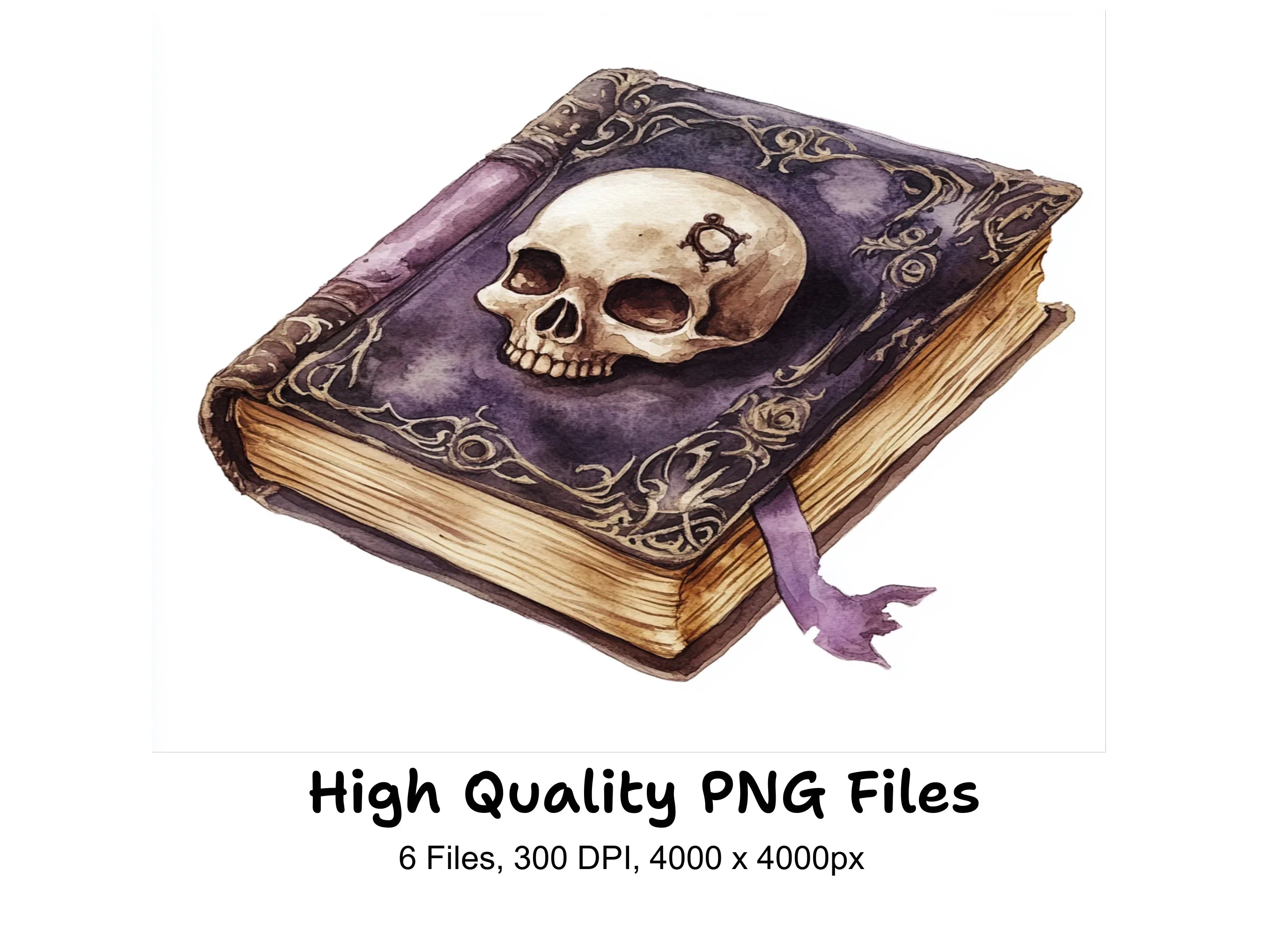 Enchanted Skull Spellbook Clipart Bundle