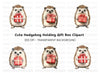 Cute Hedgehogs with Red Gift Boxes Clipart Bundle