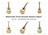 Floral Acoustic Guitar Clipart Bundle
