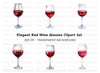 Elegant Red Wine Glasses Clipart Bundle