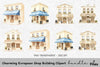 Charming European Shop Building Clipart Bundle
