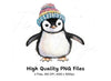 Cute Penguin Winter Hat Clipart Bundle