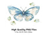 Blue Butterfly Clipart Bundle