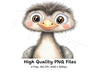 Adorable Ostrich Chick Clipart Bundle