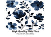Blue Floral Seamless Pattern Clipart Bundle