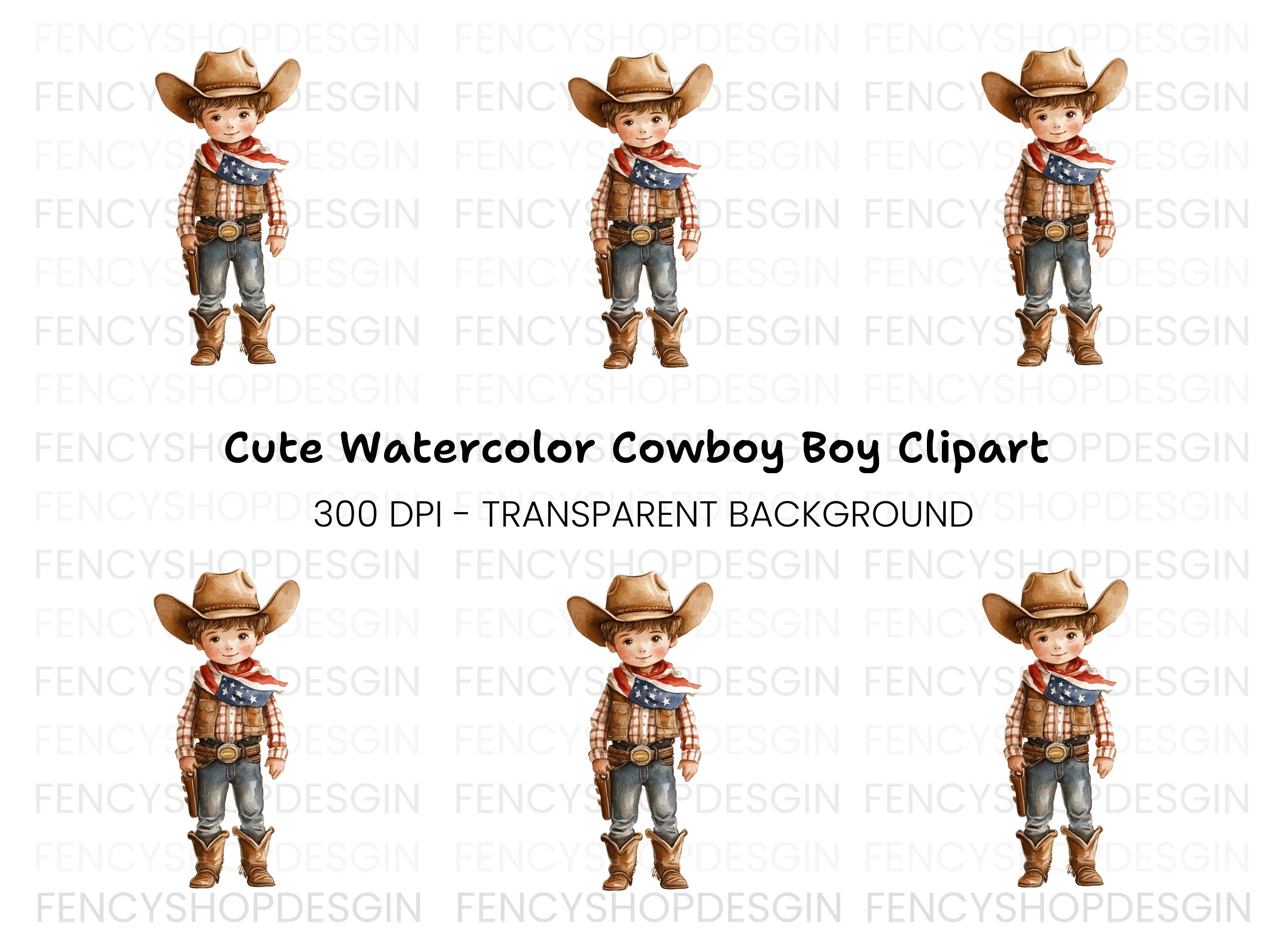 Cute Cowboy Kid Clipart Bundle