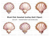 Pink Seashells with Gold Gem Clipart Bundle