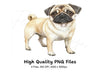 Three Pugs Clipart Bundle