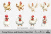 Funny Chicken and Rooster Clipart Bundle