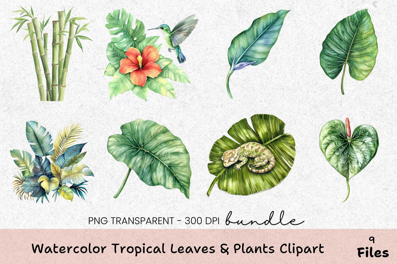 Tropical Leaves & Plants Clipart Bundle - CraftNest - Digital Crafting and Art