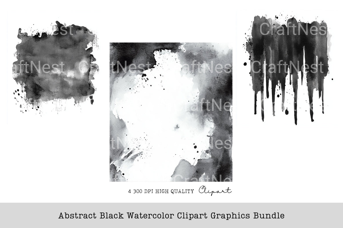Abstract Black Graphics Clipart Bundle