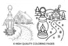 Winter Village Scene Coloring Books