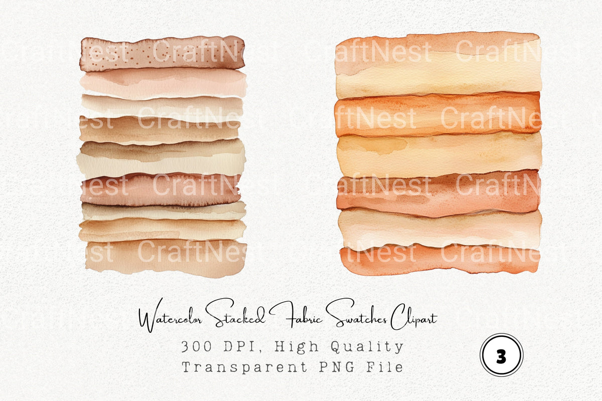 Stacked Fabric Swatches Clipart Bundle