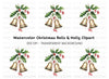 Christmas Bells and Holly Clipart Bundle