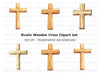Rustic Wooden Crosses Clipart Bundle