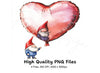 Valentine Gnomes with Heart Balloons Clipart Bundle
