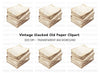 Vintage Stack of Old Papers Clipart Bundle