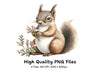 Squirrels with Flowers Clipart Bundle