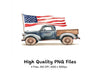 Classic Cars with American Flags Clipart Bundle