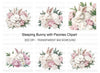 Sleeping Bunny Peony Clipart Bundle