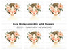 Cute Girls with Flower Crowns Clipart Bundle