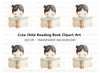 Cute Girl Reading Book Clipart Bundle