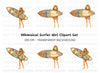 Surfer Girl with Patterned Board Clipart Bundle